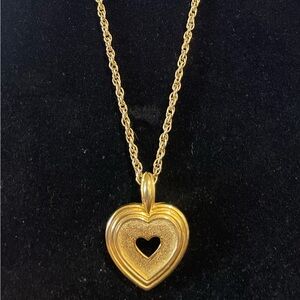 Vintage TAT Gold Heart Pendant + Necklace